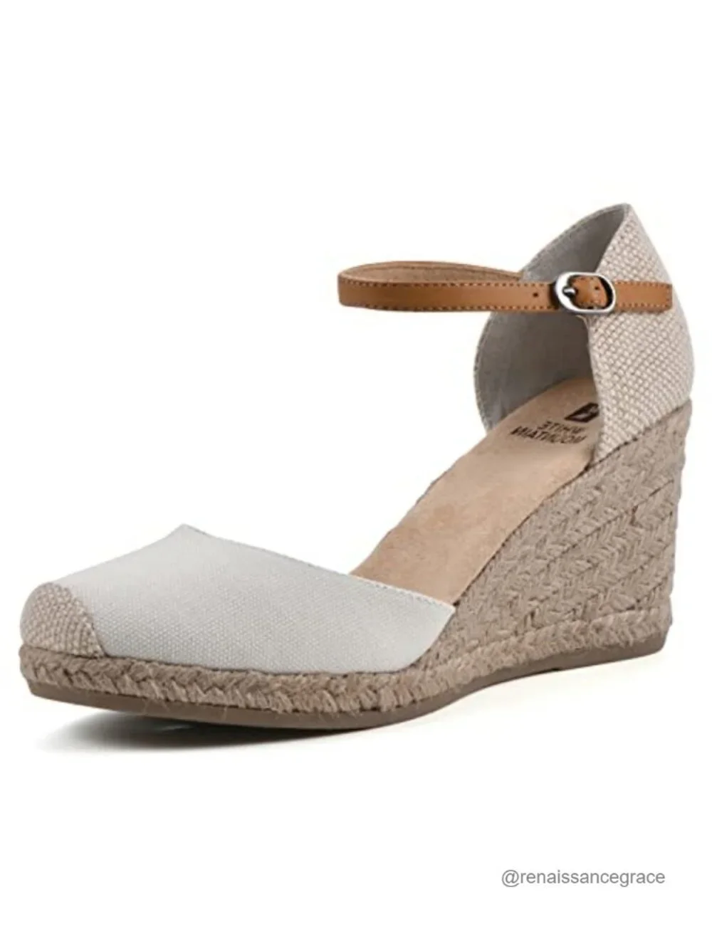 Espadrille Wedge Sandals with Ankle Strap, Cushioned Insole, Jute Sole